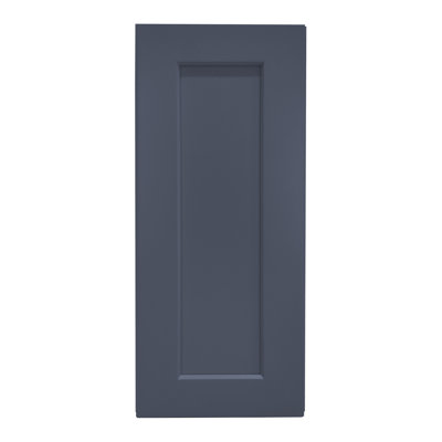 Armoire murale 1 porte et 2 tablettes en bois massif bleu Shaker