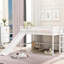 Lit mezzanine bas blanc avec glissoire amovible-676651608-676651609