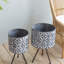 Grand pot à fleurs rond rétro avec supports en fer foncé