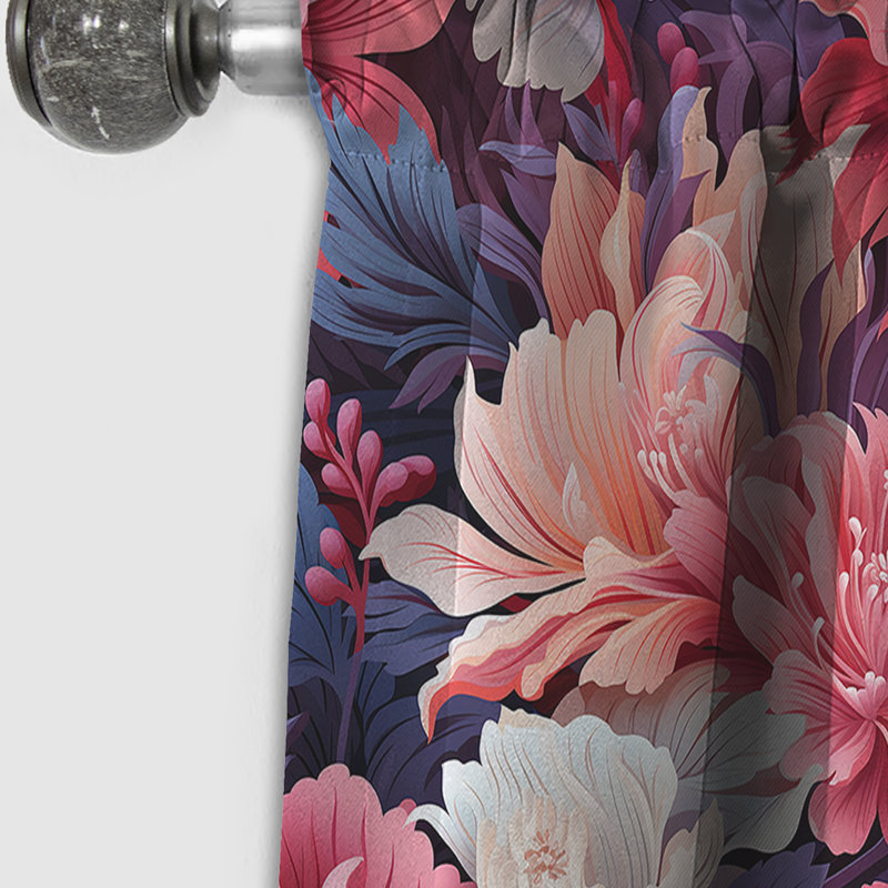 Corail Mirage Vii - motif tropical I - Rideau floral - Rideau occultant floral - 1 panneau, L 52 po x L 108 po