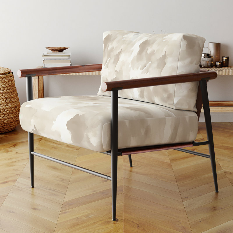Chaise rembourrée Modern, Accoudoirs ronds