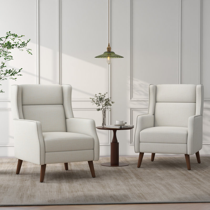 Johaniel 68 Cm Wide Cotton Armchair, Beige Linen Blend