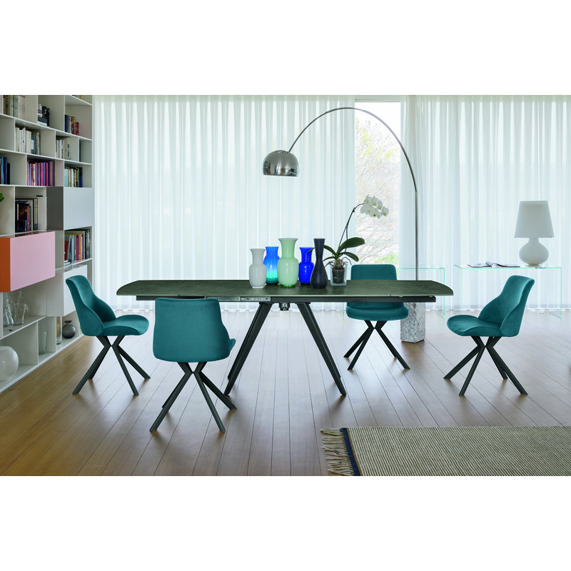Jaclyn Rectangular 200cm W Dining Table, Emperador, Brushed Silver