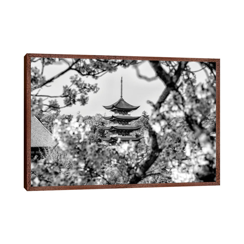Pagoda Cherry Blossom by Philippe Hugonnard - Floater Frame Print on Canvas, Classic Wood Framed