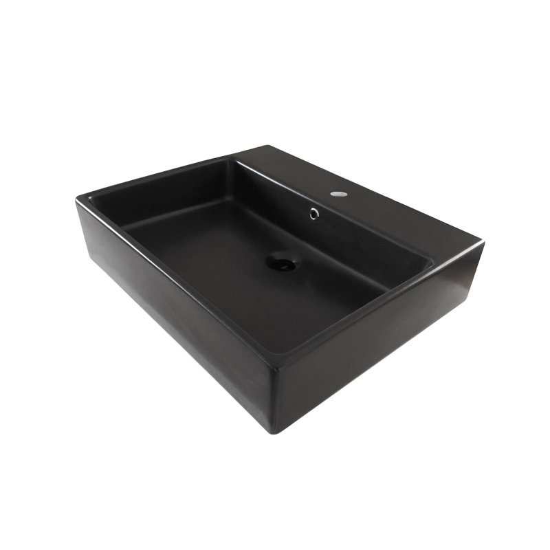 Simple 23.6'' L Bathroom Sink, Single Hole, Matte Black