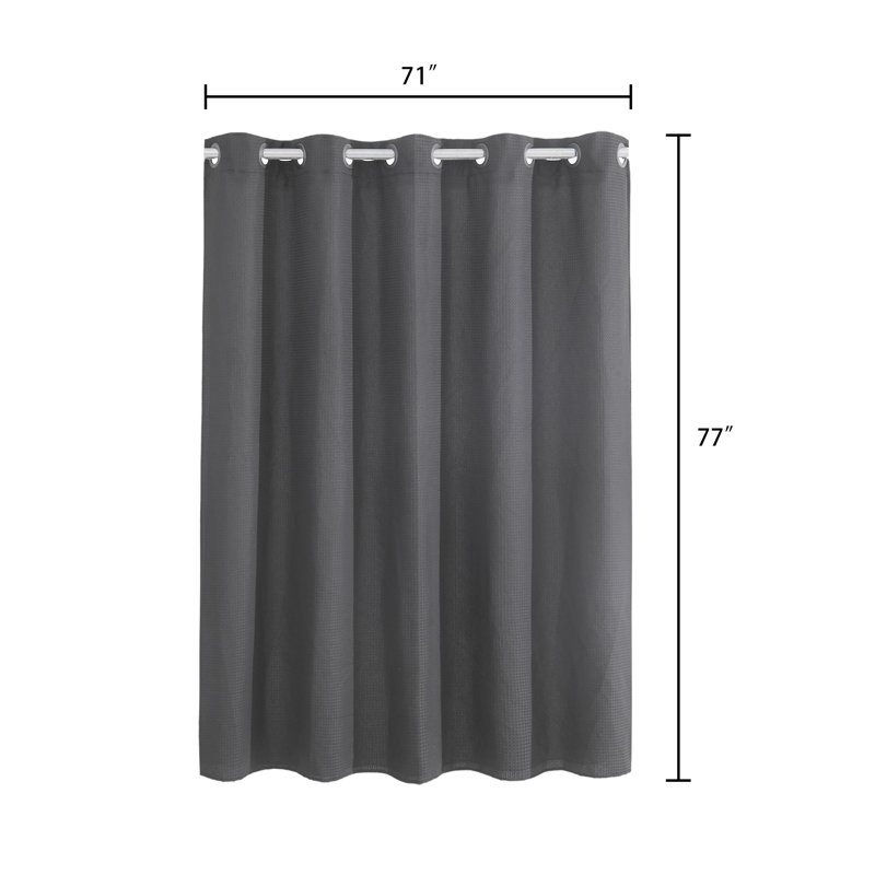 Rideau de douche sans crochet Rakiem, Gris graphique, H 77 po x l 71 po