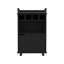 Chariot-bar Phoenix avec 2 tablettes ouvertes, 4 casiers et une armoire