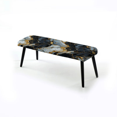 Gilded Gold And Black Luxe Marble Splendor - Marble Upholstered Black Bench