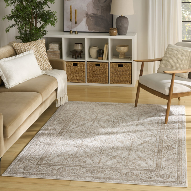 Tapis ivoire taupe Lafever, Rectangle 5 pi 3 po x 7 pi