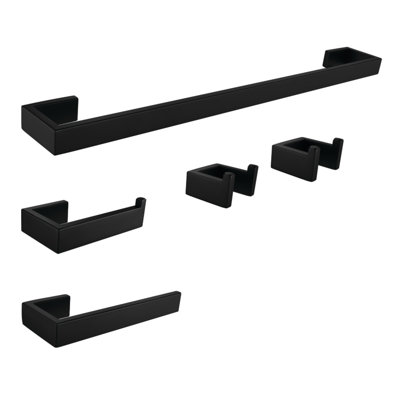 Kingston Brass BAHK6424778MB Lasdun 5-Piece Bathroom Accessory Set, Matte Black