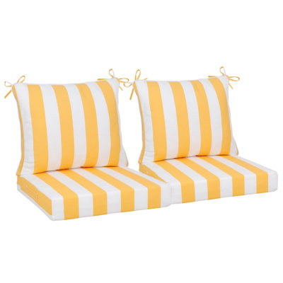 Outdoor Deep Seat Chair Cushions Set Of 2, Waterproof Fade-resistant Patio Furniture Cushions, With Removable Covers