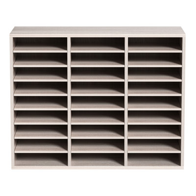 Grey 27 - Compartment Literature Organizer With Adjustable Shelves, Medium Density , Ideal For Office, Home, Document And Paper Storage Mail Center In Grey, Shelves File Organization