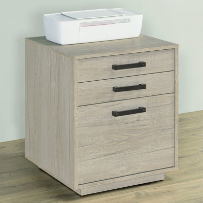 White Washed Grey Freestanding 3 - Drawer File Cabinet For Home Office, Featuring Arm And Design, Contemporary Look, Construction, 19.37 Inches In Width Depth Freestanding, Drawer, Office Cabinet,