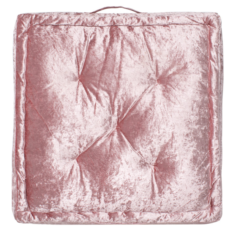 Blush Velvet 25" Square Floor Pillow with Handle