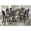 Table à 6 comptoirs, fabrication en bois massif gris avec base rectangulaire pour 6 personnes