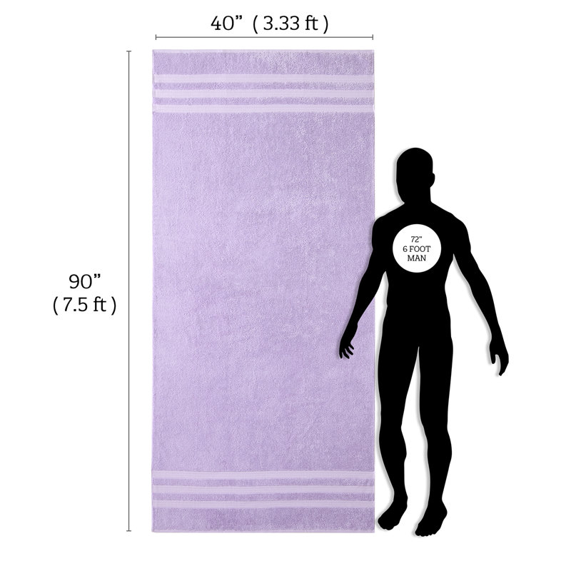 Plus Size Oversized Towel 100% Cotton Ultra Extra Large 40 x 90in Bath Towel, Light Purple