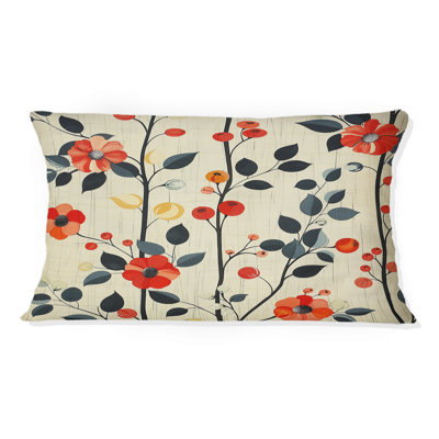 Coussin lombaire harmonie florale orange et vert