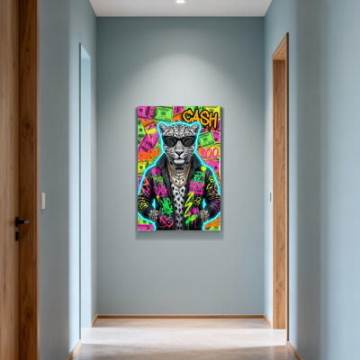 Animals Colorful Leopard Graffiti Money Background Art