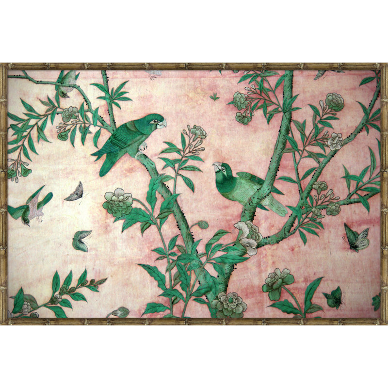 Birds And Butterflies In Tree Giclee Print, Gold, 21" H x 31" W x 0.75" D