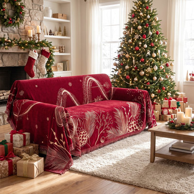 Luxury Christmas Couch Cover – Premium Sofa Throw for Holiday Home Decor