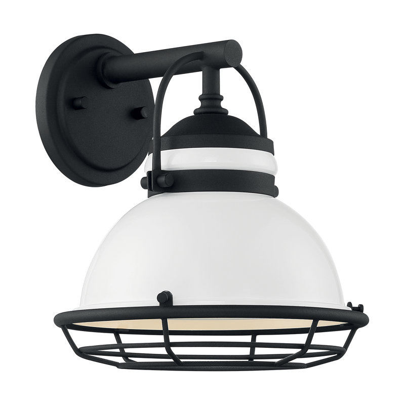 Ankur Steel Wall Light, 11" H x 9.75" W x 10.5" D, Black, Gloss White/Textured Black
