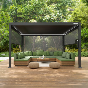 Pergola à persiennes d'extérieur avec abat-jour à 3 côtés Flexpatio Power +