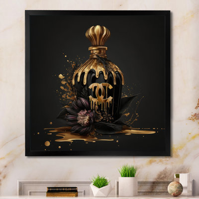 Chic Black And Gold Perfume Bottle VIII - Fashion Canvas Print