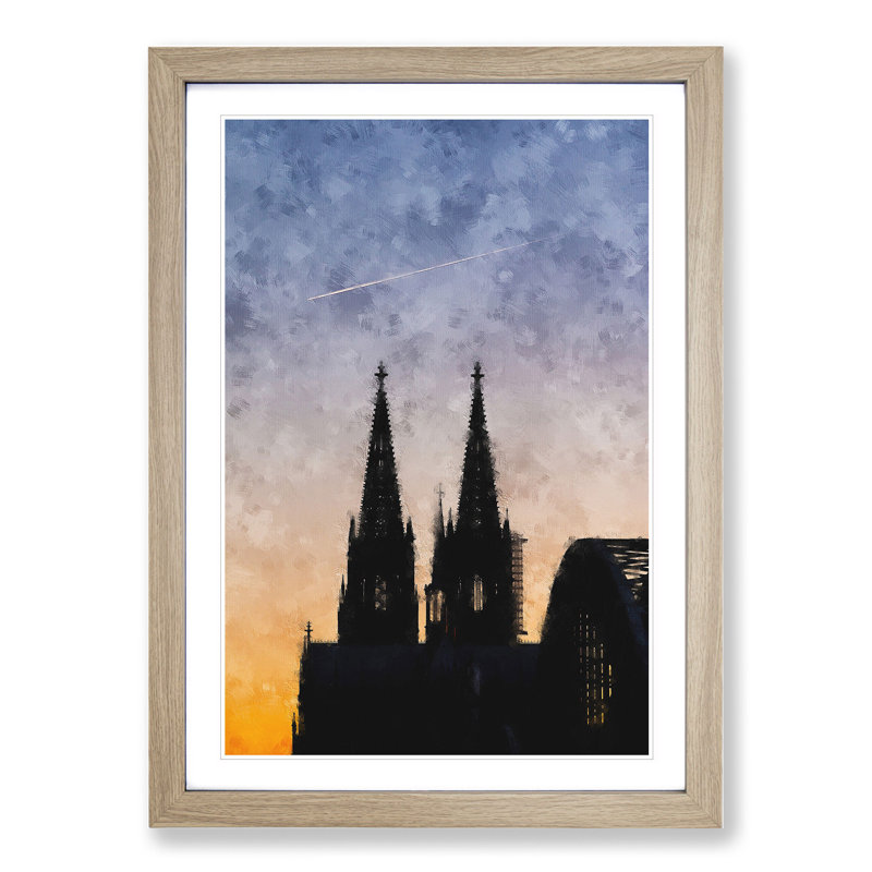 The Cologne Cathedral Vol.2 - Picture Frame Graphic Art, Oak Framed, 65cm H x 48cm W x 2cm D