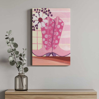 Pink Cowgirl Boots By Yvette St. Amant Canvas Art Print