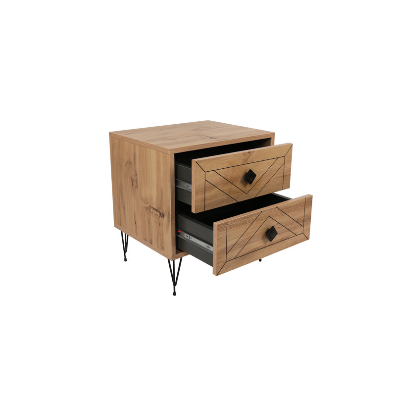 Chenoweth 50cm W Manufactured Wood Bedside Table, Pine