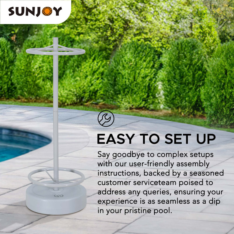Sunjoy Pool Noodle Storage Rack Extra Large Rust-Proof Aluminum Portable Outdoor Rack with Water Weighted Base for Outdoor Pool