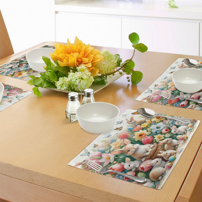 Ensemble de 4 napperons Ambesonne Spring Happy Flowers