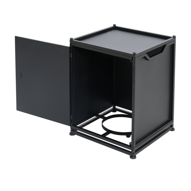 Outdoor Metal Tank Holder Side Table, Matte Black