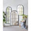 Arched Full-Length Mirror with Black and Gold Windowpane Design