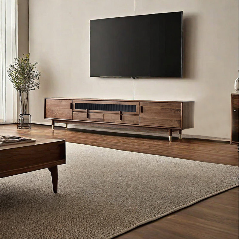 Crédence de rangement en bois massif de style américain avec meuble télé 70,87 po