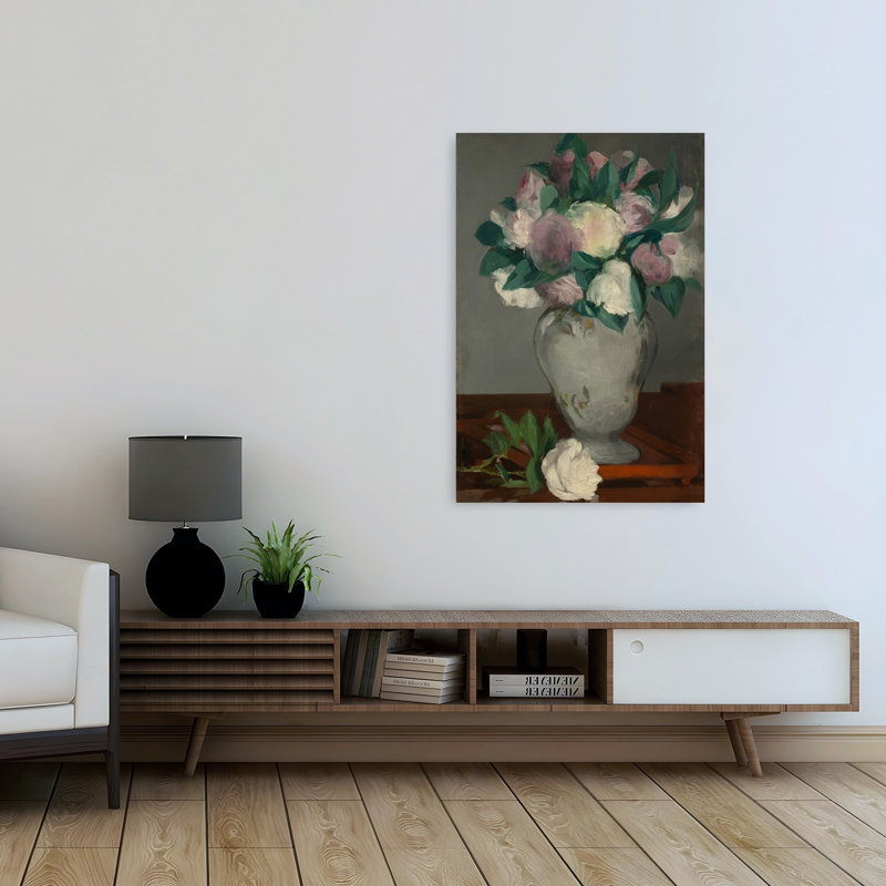 Pivoines, 1864-65 Impression d'art abstrait contemporain de pivoine, H 48 po x l 32 po