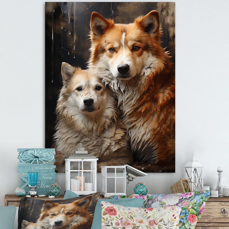 «Dog Akita Affection III», reproduction d'art mural, Toile tendue, H 40 po x l 30 po x P 1,5 po