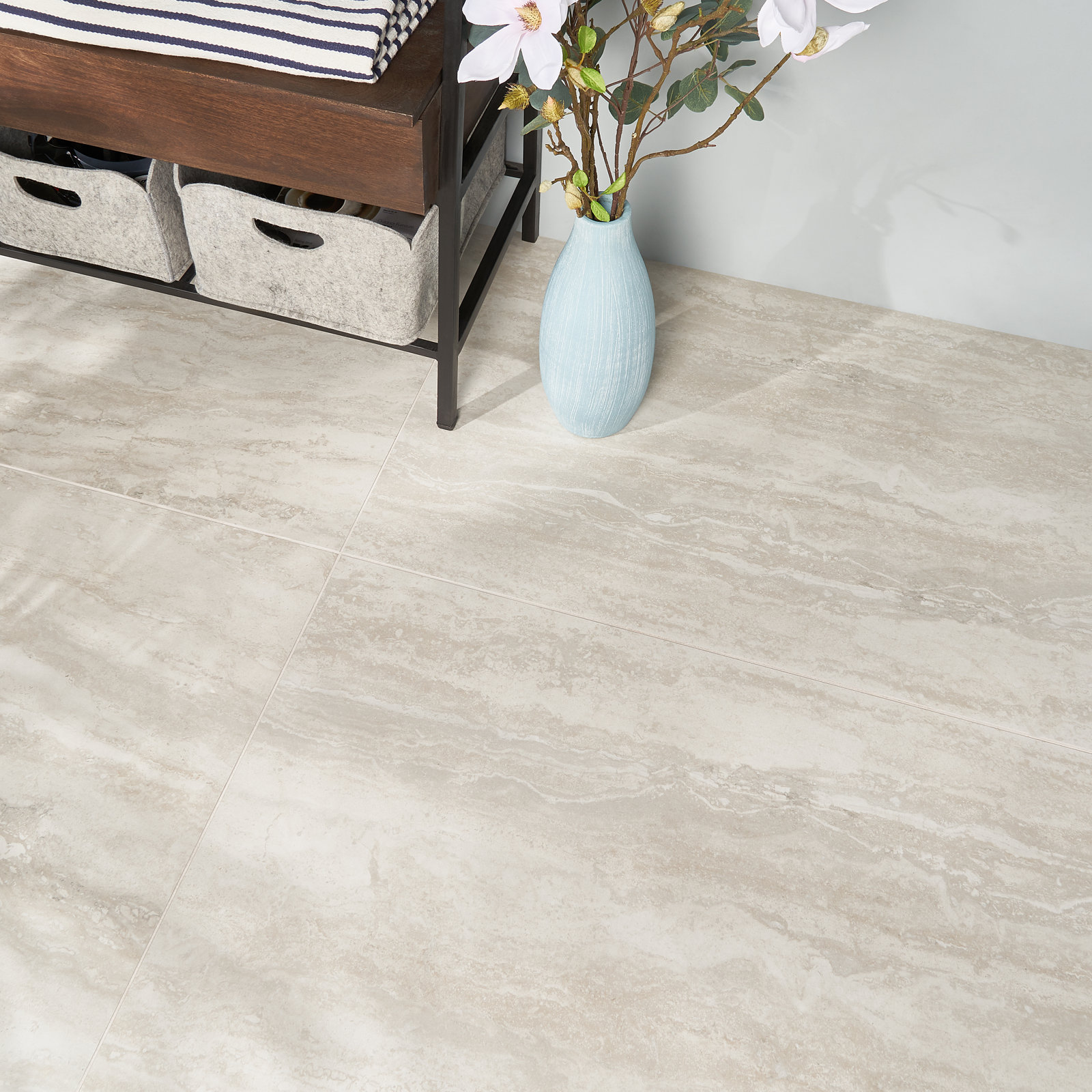 Core Travertine 24" x 48" Porcelain Tile, Cream