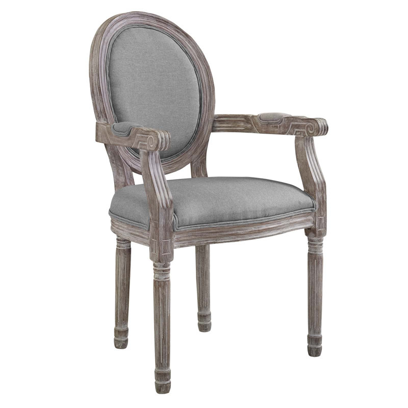 Emanate Vintage French Upholstered Fabric Dining Armchair, Light Grey Velvet, 2