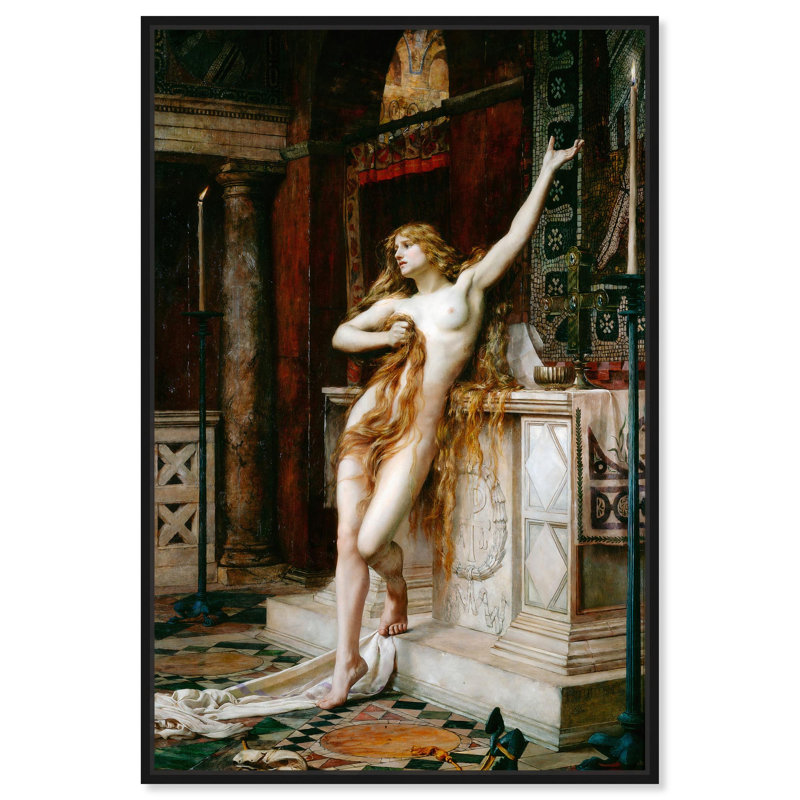 Art Remedy, toile Portraits classiques, Hypatia (Charles Mitchell), Cadre flottant noir, H 16 po x l 11 po