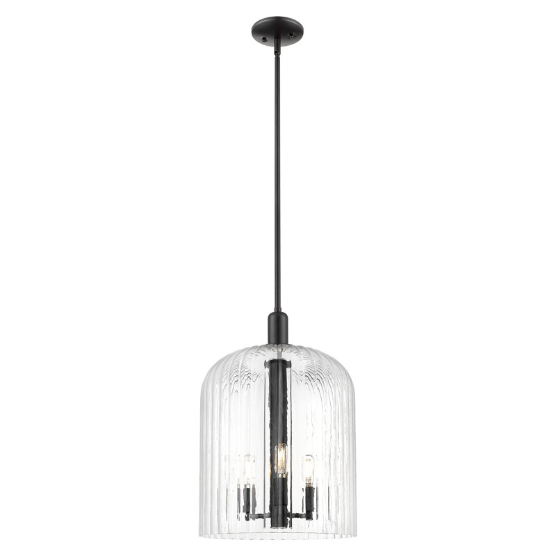 Downtown Urban - Voile de mariée - Mini-luminaire suspendu 3 tiges 12 po - Abat-jour, Clair, Noir mat