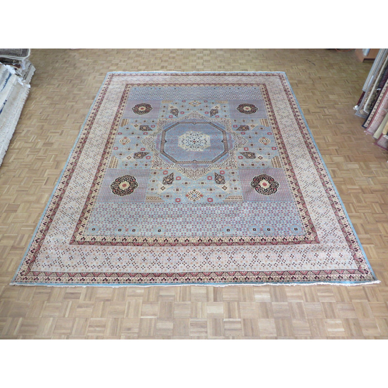 Tapis noué la mauve/beige 11 pi x 15 pi en laine one-of-kind-main Stef