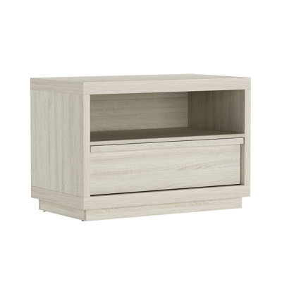 Navis 32" Contemporary 1-Drawer Nightstand in Whitewashed Oak