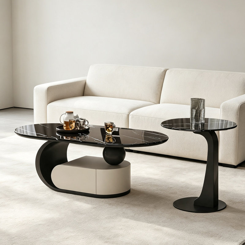 Ullmann, H 15,7 po x l 47,2 po x P 23,6 po, Noir / Gris foncé, Marbre