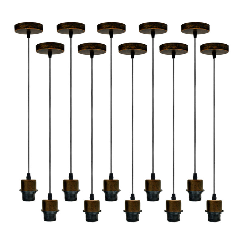 Bithlo 10x Industrial E27 single Pendant Light Holder Set – Williston Forge Adjustable Ceiling Fittings with 95cm Cable for Home or Commercial Use