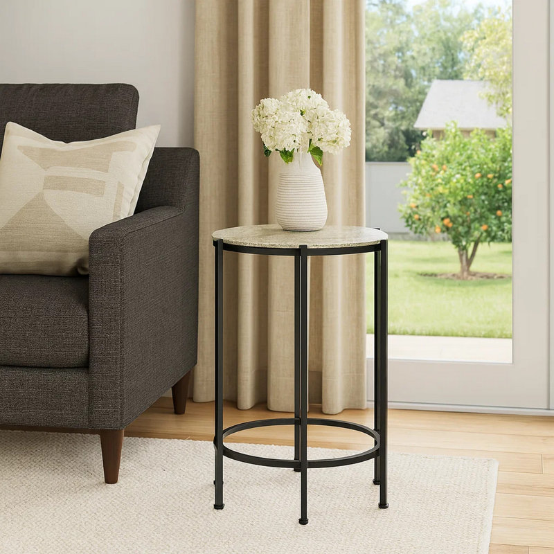 Table d'appoint, bout, rond, table d'appoint, petite, lampe, salon, chambre à coucher, table de chevet, contemporain, Beige