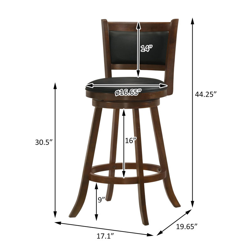 Tabouret pivotant Caesare en brun et noir, Tabouret de bar (siège d'une hauteur de 30,5 po)