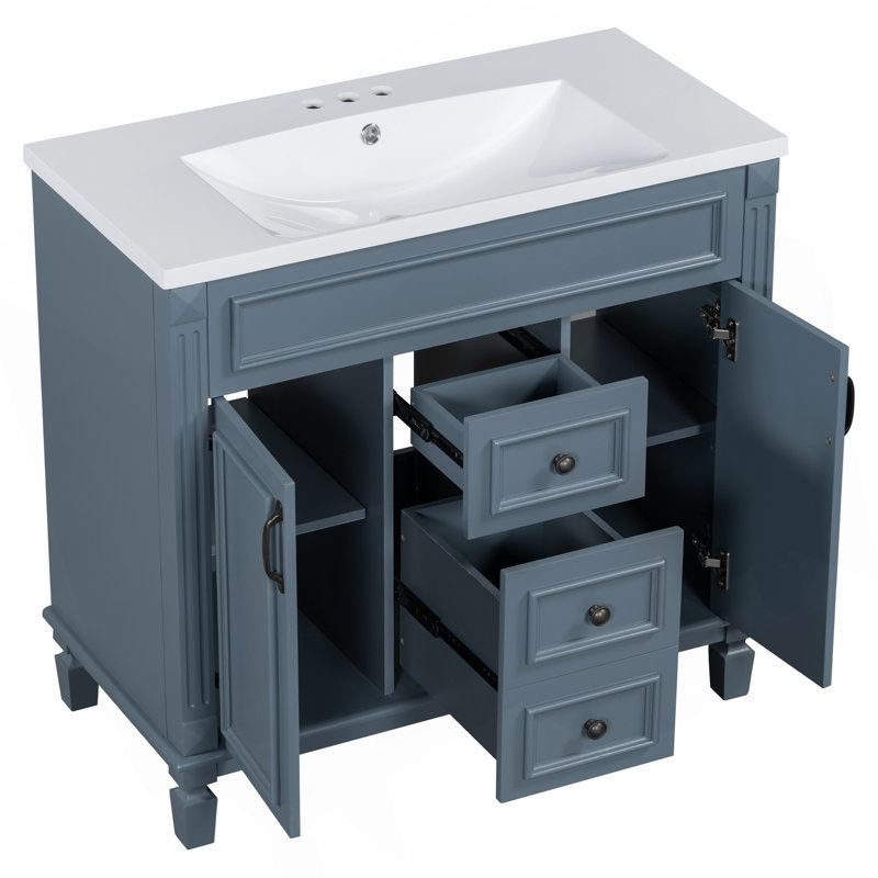 Meuble-lavabo élégant avec une conception fonctionnelle et un grand rangement, idéal pour les salles de bain modernes