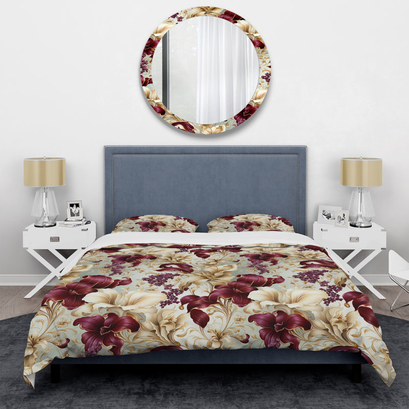 Royal Victorian Flourish Victorian Pattern II Floral Duvet Cover, King Duvet Cover + 2 King Shams
