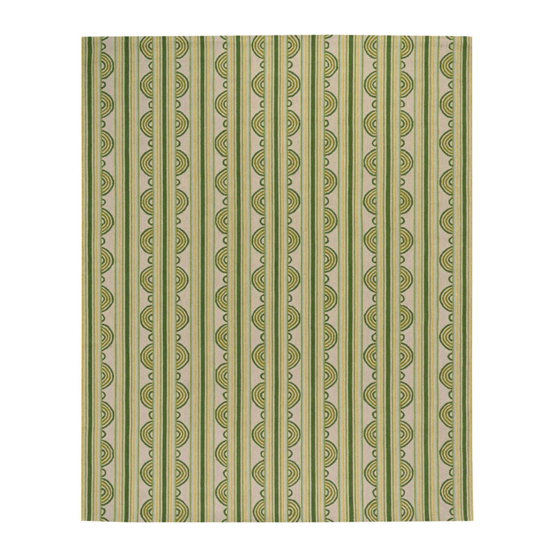 Button Olive Hand Micro Hooked Wool Rug, Rectangle 7'6" x 9'6"